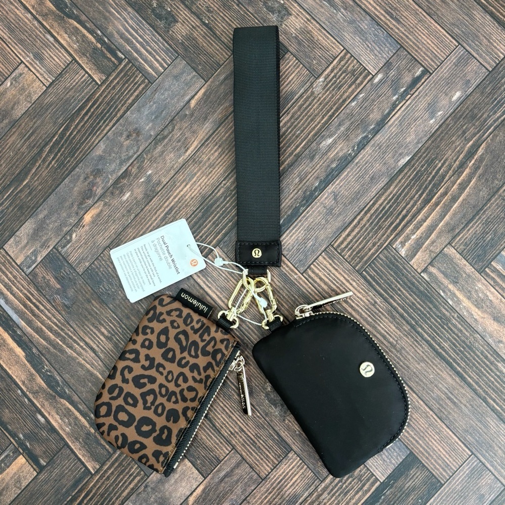 NWT Lululemon Dual Pouch Wristlet In Leopardo Shift Midi Desert Khaki - Picture 1 of 8
